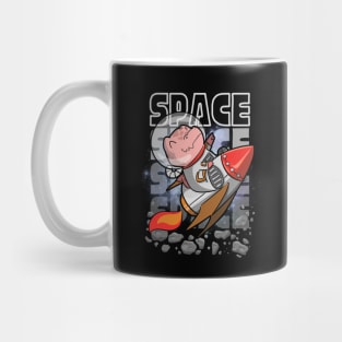 Cute Astronaut Dinosaur Tyrannosaurus Rex Flying on a rocket into Space Mug